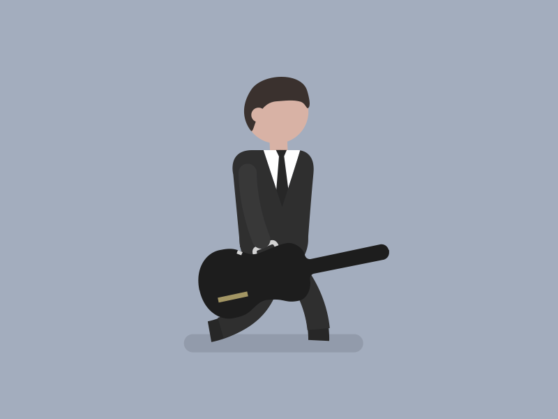 Musician after effects animation beatle character guitar motion design suit walk walkcycle