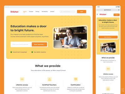 Shikshan E- learning - Landing page art concept design design designer e learning education website figma landing page ui online learning responsive design ui ui design ui ux user experience user interface ux ux design ux ui design web ui website concept