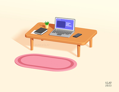 My work-from-home desk | 3D illustration 3d 3d illustration design digital art graphic design illustration office desk spline
