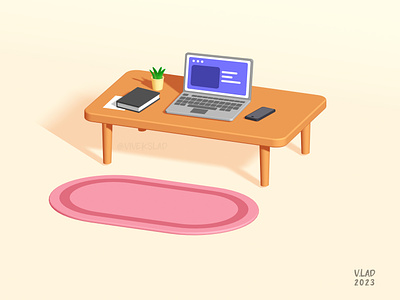 My work-from-home desk | 3D illustration 3d 3d illustration design digital art graphic design illustration office desk spline