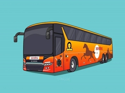Ashwamedh Bus adobe illustrator adobe photoshop art bus colours design digital art flat graphic design illustration india pune scania transport vector vehicle
