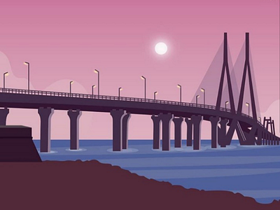 Sea Link | Mumbai adobe illustrator adobe photoshop art bridge design digital art fish flat food graphic design illustration indian mumbai sea vector