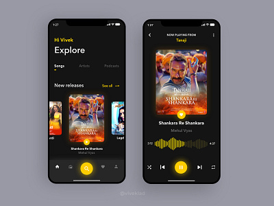Melo Music App UI Concept adobe xd app design daily ui dark mode design music app music app ui screen design songs ui ui design uiux user interface uxdesign