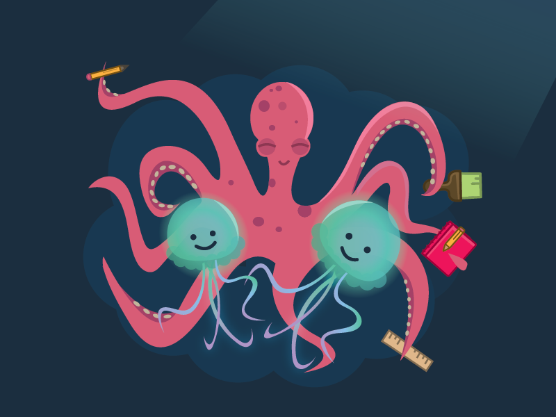 Octopus artist & Jellyfish lights by Amanda Fifield on Dribbble