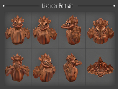 Lizarder Portrait 3d 3d art 3d model clay model sculpting sculpture vector