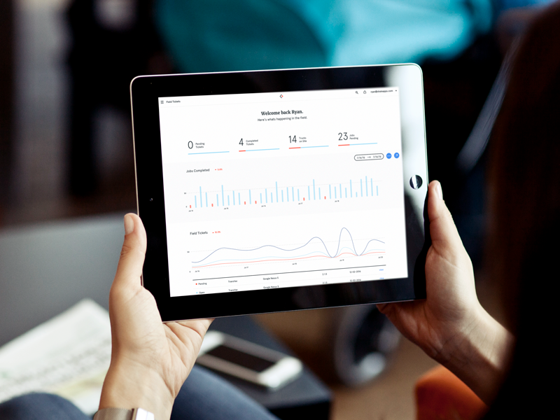 Dashboard on iPad ipad blue red data visualization analytics dashboard