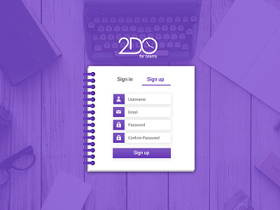 Sign up screen for 2do app for teams 2do signup teams ui