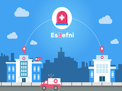 Es3efni Mobile Application aid application emergency first help illustration mobile