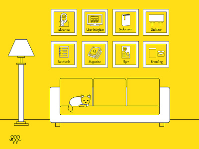 Living concept cat couch portfolio yellow