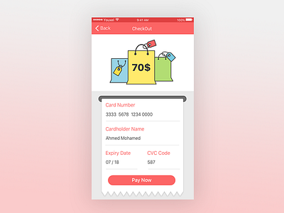 Day 2 : Credit Card Checkout bag bill card checkout credit daily fun practice shopping sketchapp ui