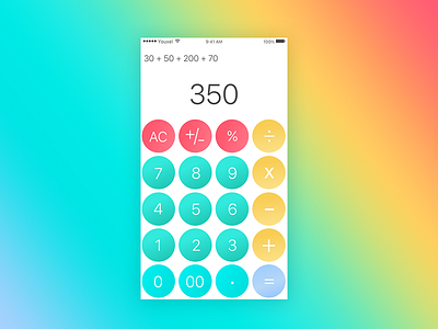 Day 4 :Calculator blue calculator gradient green red ui yellow