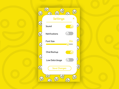 day 7 :Settings chat daily settings smile ui yellow