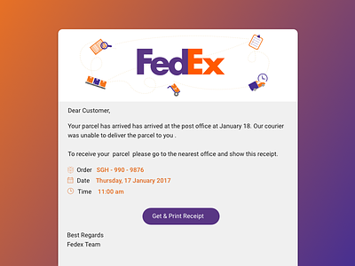 Day 17 : Email Receipt daily email fedex gradient ui