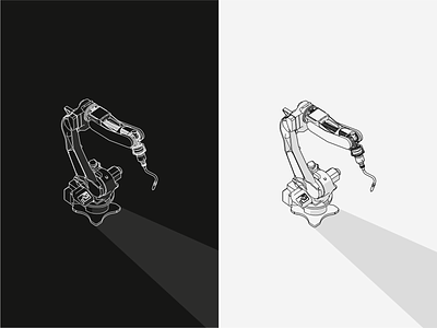 Technical illustration - KUKA industrial robot 2d 3d illustration isometric monochrome outline outline illustration technical drawing technical illustration vector