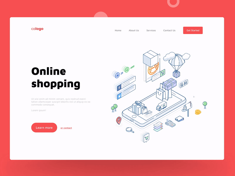 Online shopping landing page