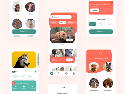 Pet Adoption Mobile UI adopt animel buy creative design dog minimal pet ui ux