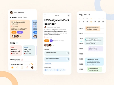 Task Management UI App app calendar task management ui user ux