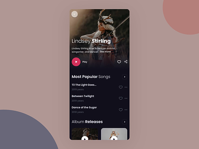 Music App UI animation artists buy coloful creative design minimal music singer song ui ux