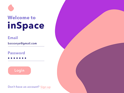 Inspace Web account beautiful coloful creative design email design login page minimal signup ui ux web website