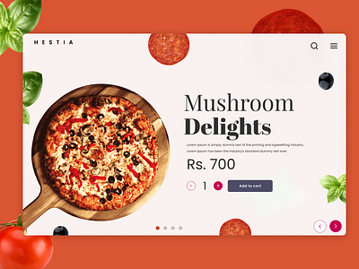 Hestia: Online Pizza abstract branding corporate design desktop ecommerce food glasseffect glassmorphism kathmandu online pizza tablet typography ui ux web webdesign website