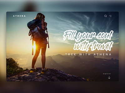 Athena: A simple travel theme concept branding corporate design explore hike kathmandu nepal travel trek trekker typography ui ux web webdesign website