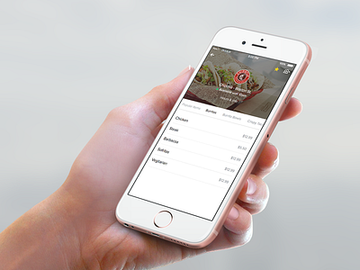 OrderUp Menu app chipotle food ios iphone6s ui ux