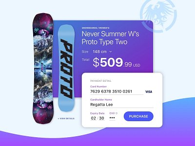 Credit Card Checkout / DailyUI 002 002 checkout clean colors concept dailyui design ecommerce form gradient interface minimal product snowboard sports ui ui design uiux user interface ux
