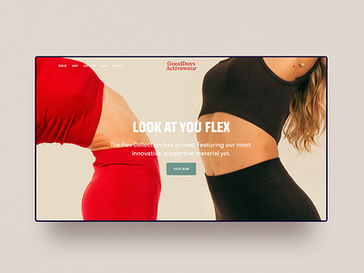 GoodDays Activewear Home Landing Page activewear brand design brand designer branding clothing design graphic design modern design organic squarespace ui ux web website website design workout