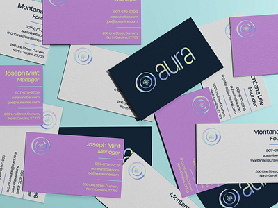 Aura Wine Bar Business Cards brand identity branding branding agency business cards corporate identity design gradients graphic design typography website design wine wine bar winery