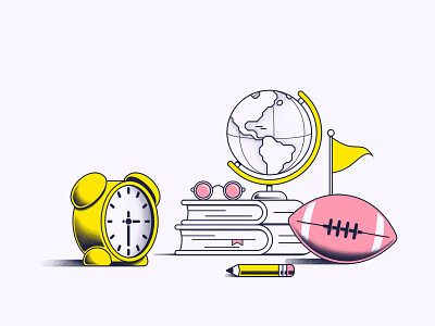 School time art books clocks education football globe illustration school time texture vector