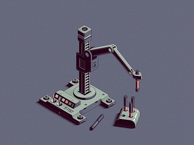 Mechanical hand concept design flat flat design illustration isometric isometric illustration mech mechanics noice