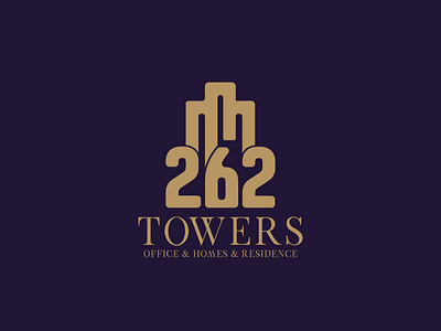262 Towers / Logo Design 2 262 6 blue brand building construction developer gold homes icon logo logo design logotype office residence towers