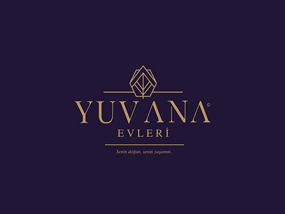 Yuvana Evleri / Logo Design blade blue brand building construction developer dwelling place foliage gold habitation house housing icon leaf logo logo design logotype sheet y