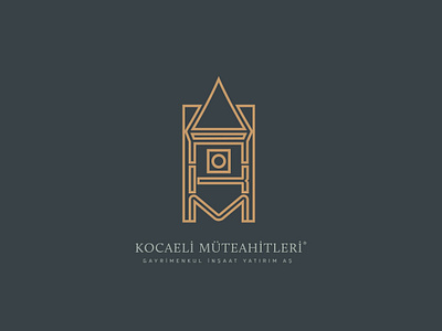 Kocaeli Müteahitleri / Logo Design brand building clock tower construction developer gold gray icon k letter lettering logo logo design logotype m