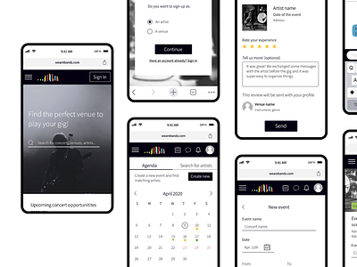 WEAREBANDZ - Music mobile site agenda minimalist mobile music responsive search