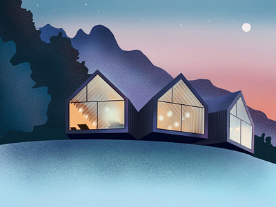 Mountain House Illustration architecture illustration procreate