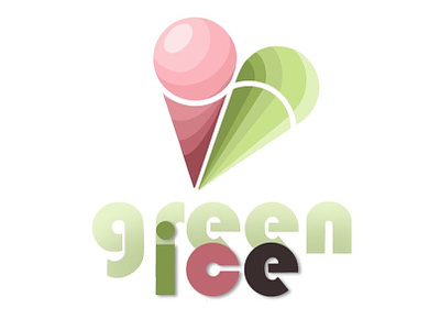 Vegan Ice cream logo | Ice-green design ice cream logo illustration logo