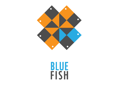 Blue Fish Wine Label Makeover blue brand fish logo logotype orange print simple triangles typography wine