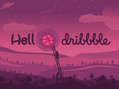 Hello Dribble animation background design design art first design hello dribble hello world illustration try vector