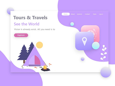 Inspired Tours and Travel landing page 2019 animation background branding design explore home illustration inspired travel try ui vector vector artwork web world