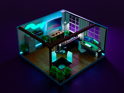 Dream Room / 3D / 2021 3d blender chill design fantastic isometric night render room