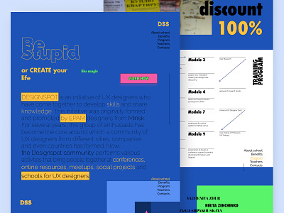 Landing page for DesignSpot School as it could be branding design landing page school typography ui ux uxui web
