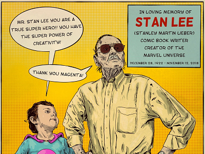 Magenta and Stan Lee digital art illustration ipadart portrait