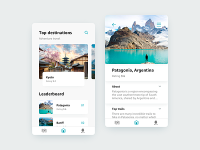 019 • Leaderboard 019 app argentina concept daily ui daily ui 019 destination japan kyoto leaderboard minimal mobile patagonia round travel ui