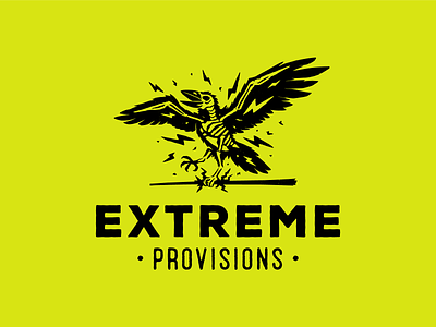 Extreme Provisions brand branding crow design electric illustration illustrator logo logotype raven typography
