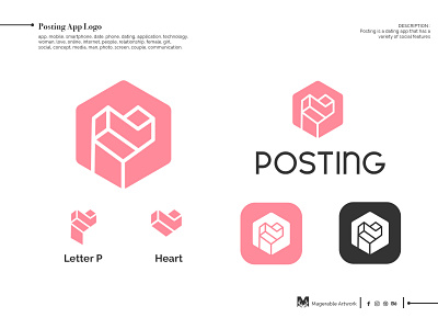 Posting App Logo app application date dating dual meaning logo female girl internet letter p logo love magerable mobile negative space logo online people phone relationship smartphone technology woman