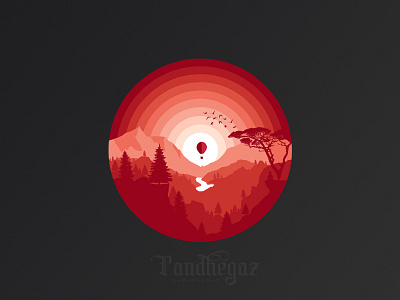 Red Velvet Forest circle design firewatch flat illustration landscape red trafficlight vector