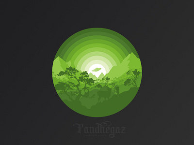 The Matcha Forest circle design firewatch flat forest green illustration landscape matcha trafficlight vector