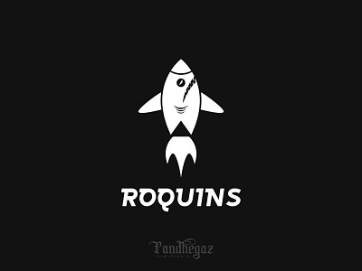 ROQUINS art design flat graphic graphic design illustration logo negative negative space logo pandhegaz requins rocket shark vector