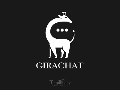 Girachat abstract animal business chat concept cute design element giraffe graphic icon illustration logo negative space logo pandhegaz symbol technology vector web white